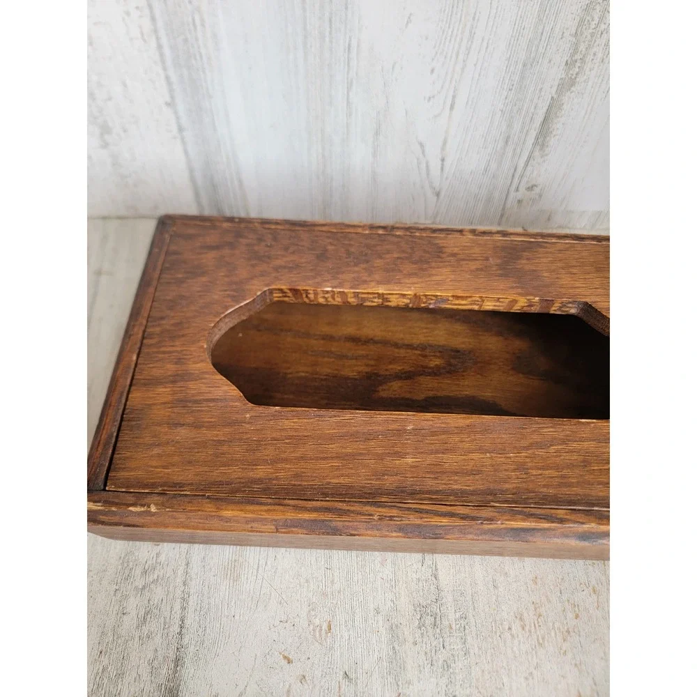 Wooden tissue box holder unique home vintage decor dispenser rectangle figure